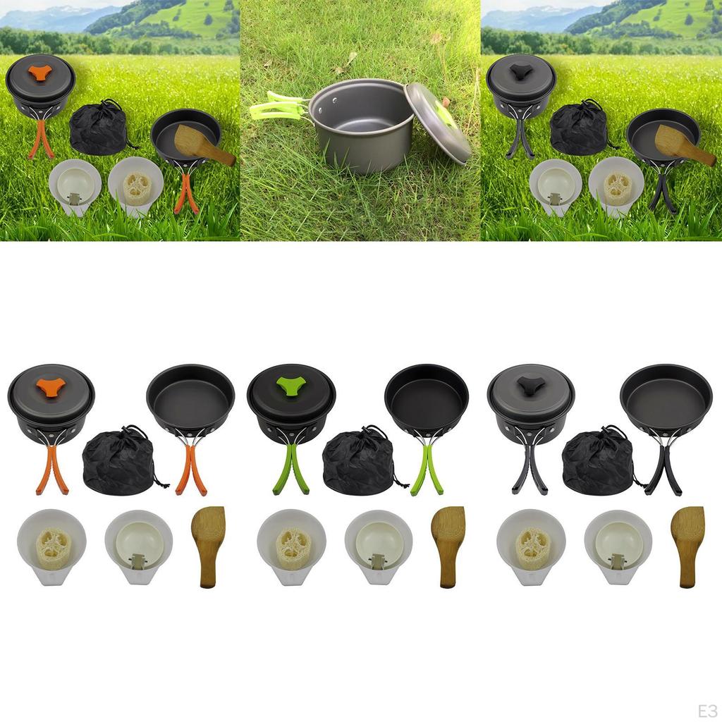 Camping Cookware Backpacking BBQ Mess Kit Tableware for 12 Person Orange