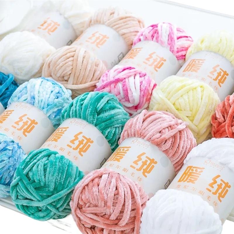 1 Rulle Enfärgad DIY Hantverk Stickning Ull Mjuk För Hatt Halsduk Kreativ Bomullstråd Ull Virkning Handgjorda Tillbehör