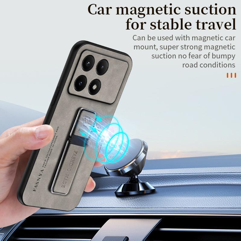 Etui na Pocco F 6 Pro Magnetyczny Uchwyt Samochodowy Etui na Telefon Dla Xiaomi Poco F6 Pro 5G Poko Little F6Pro Wstrząsoodporna Skórzana Tylna Pokrywa