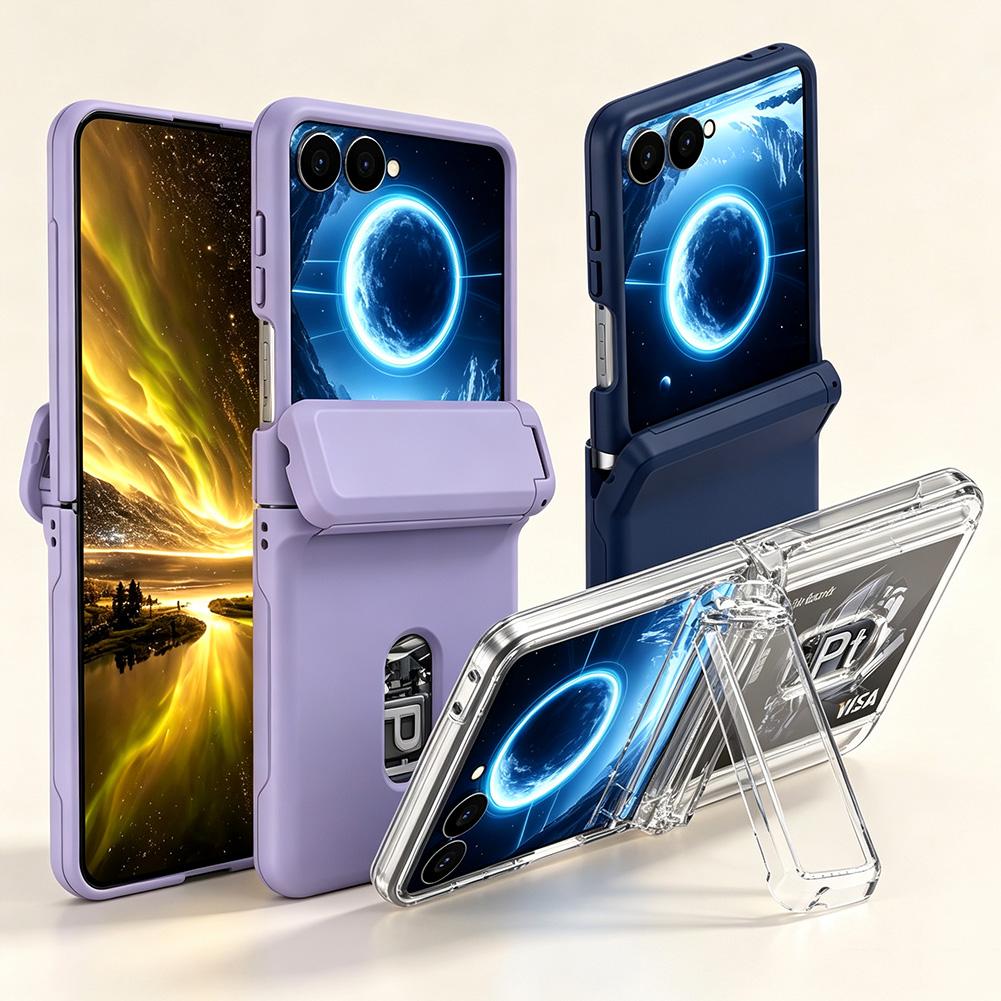 Spring Hinged Kickstand Holder Case For Samsung Z Flip 8 Flip7 FE Galaxy Z Flip 7 6 5 2 Credit Card Slot Lens Protect Cover