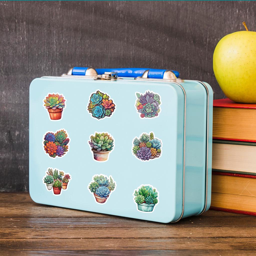 100 Plant Succulent Graffiti Stickers Suitcase Guitar Mobile Phone Decorative Stickers Waterproof Teaching Stationery Stickers