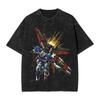 Harajuku Washed Shirts MOBILE SUIT GUNDAMs Manga Anime Merch Retro T Shirt Oversize Streetwear Cotton Tee Shirt