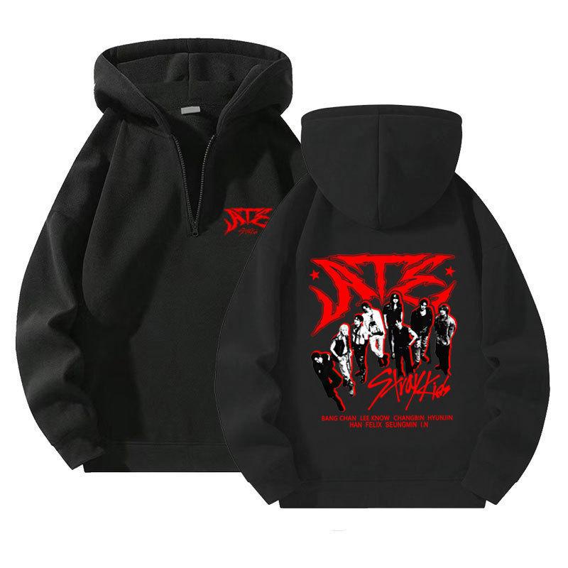 Hanorace pentru bărbați femei StrayKids Combinație Imprimat Pulover cu fermoar Nou Pulover cu fermoar Bărbați și femei Același stil Hanorac