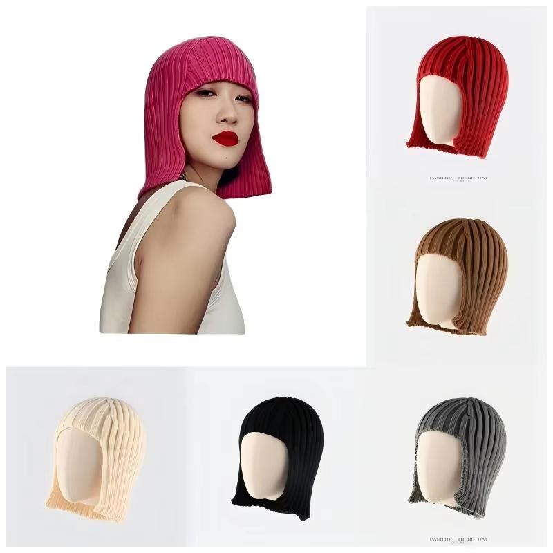 1pc Winter Warm Knitt Beanie Hat for Women,Winter Hot Girl Wig Warm Ear Protection Headwrap Hat for Outdoor Activities,daliywear