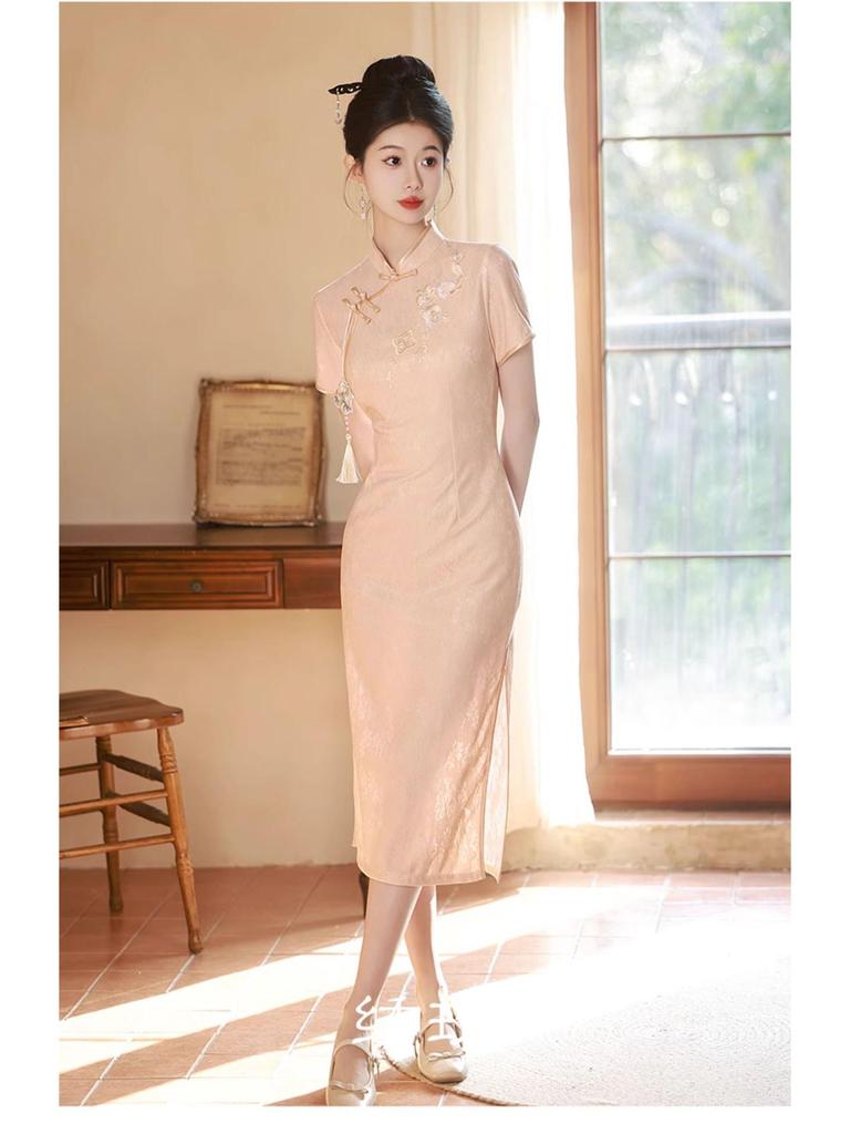 2025 Pink Petite Summer Cheongsam: Modern Chinese Engagement Dress for Young Girls