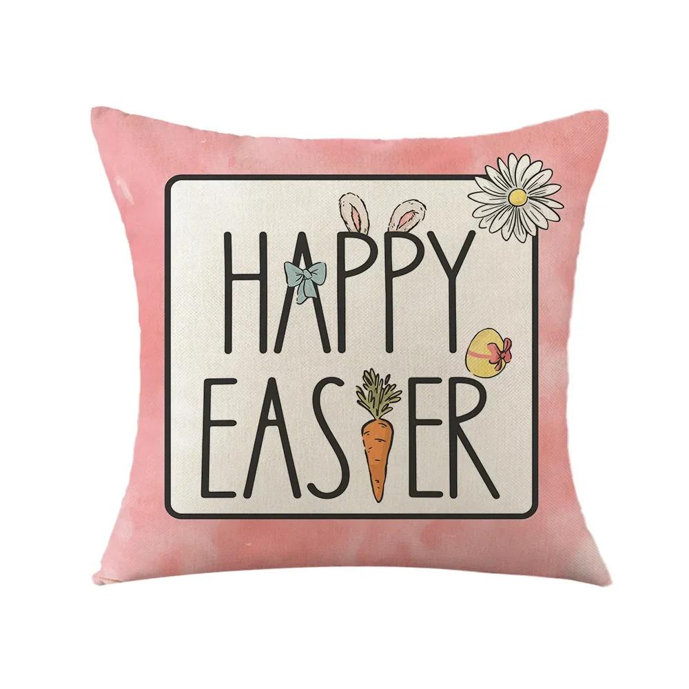 Easter Decor Pillowcases 45x45cm Linen Pillow Cover Easter Decorations Favors Pillows Cushion Cover Easter Bunny Eggs Pillowcase