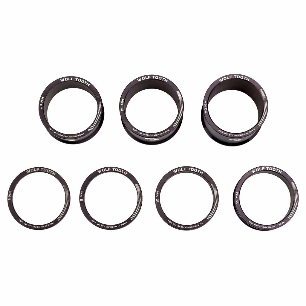 Wolf Tooth Spacer Kit Schwarz 3, 5, 10, 15mm,