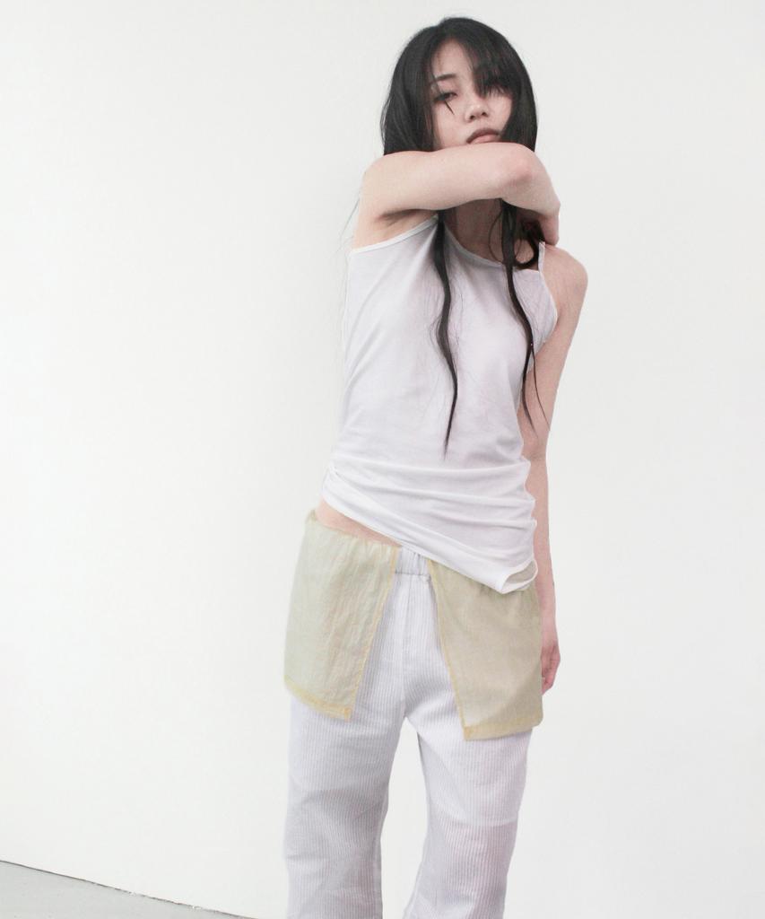 Kasel Overlay Stripe Pants, White