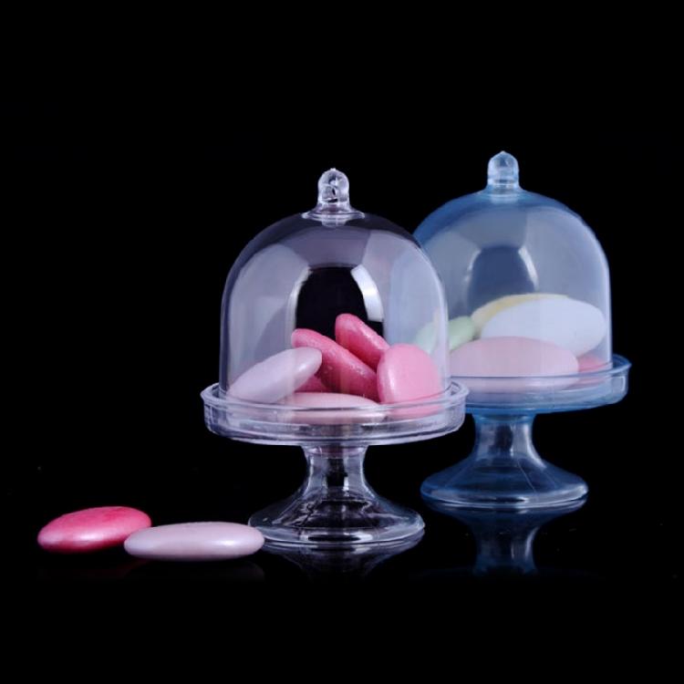 Clear Plastic Dessert Cup Cake Tray Candy Box Cake Plate with Lid Set of 12pcs