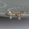 925 Sterling Silver Korean Sweet Bow Zircon Pendant Earrings for Women High Quality Simple Party Jewelry