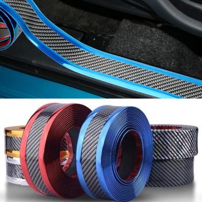 Car Styling Stickers Anti Scratch Door Sill Protector Rubber Strip Carbon Fiber Car Threshold Protection Bumper Film