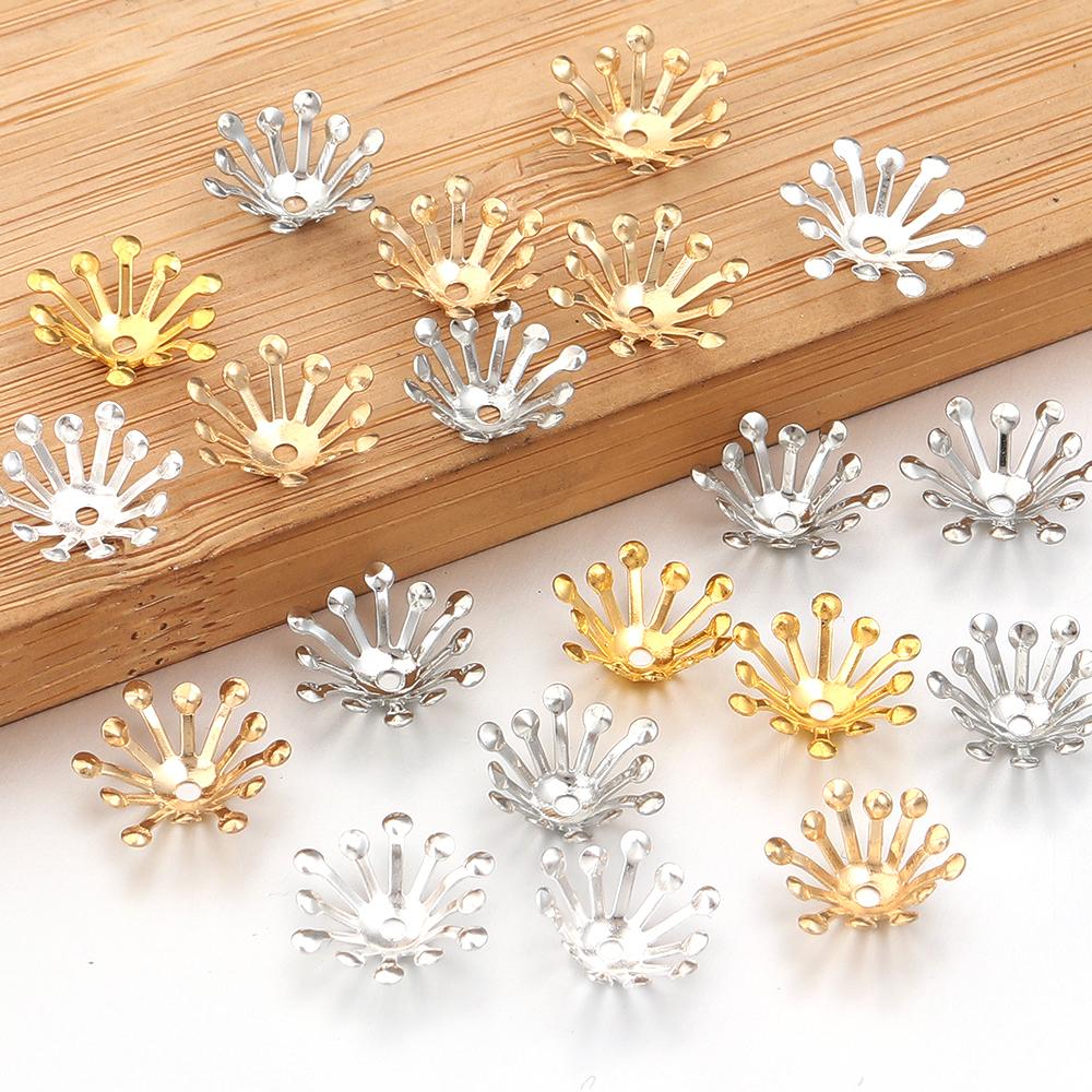 100pcs 13mm Flower Bead Caps Metal Iron Spacer Beads End Caps For Jewelry Making DIY Bracelets Necklace Decoration Accessories