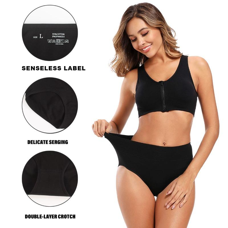 Pure Cotton Women Panties P lus Size Briefs High Waist Underwear Ladies Comfy Underpants