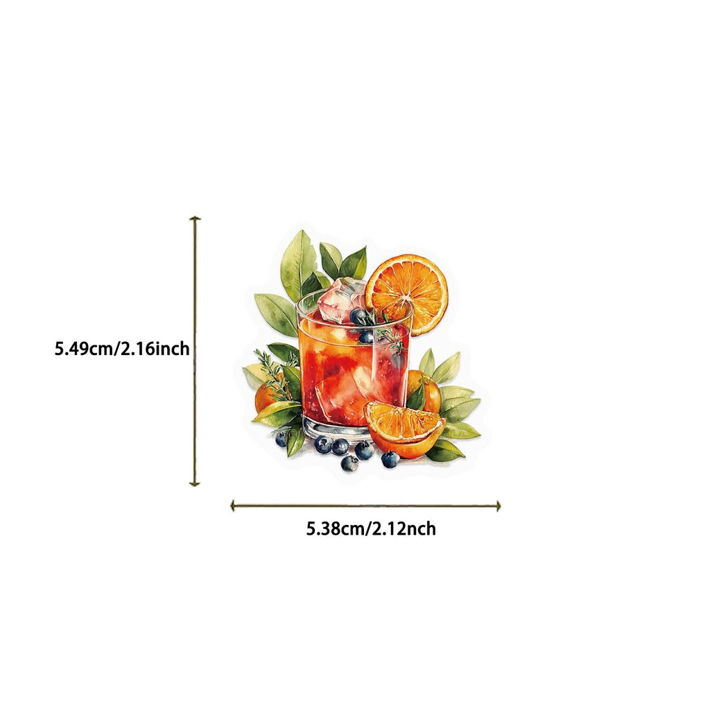 50pcs Creative Summer Beverages PET Transparent Material Stickers Handheld Account Material Decorative Decal