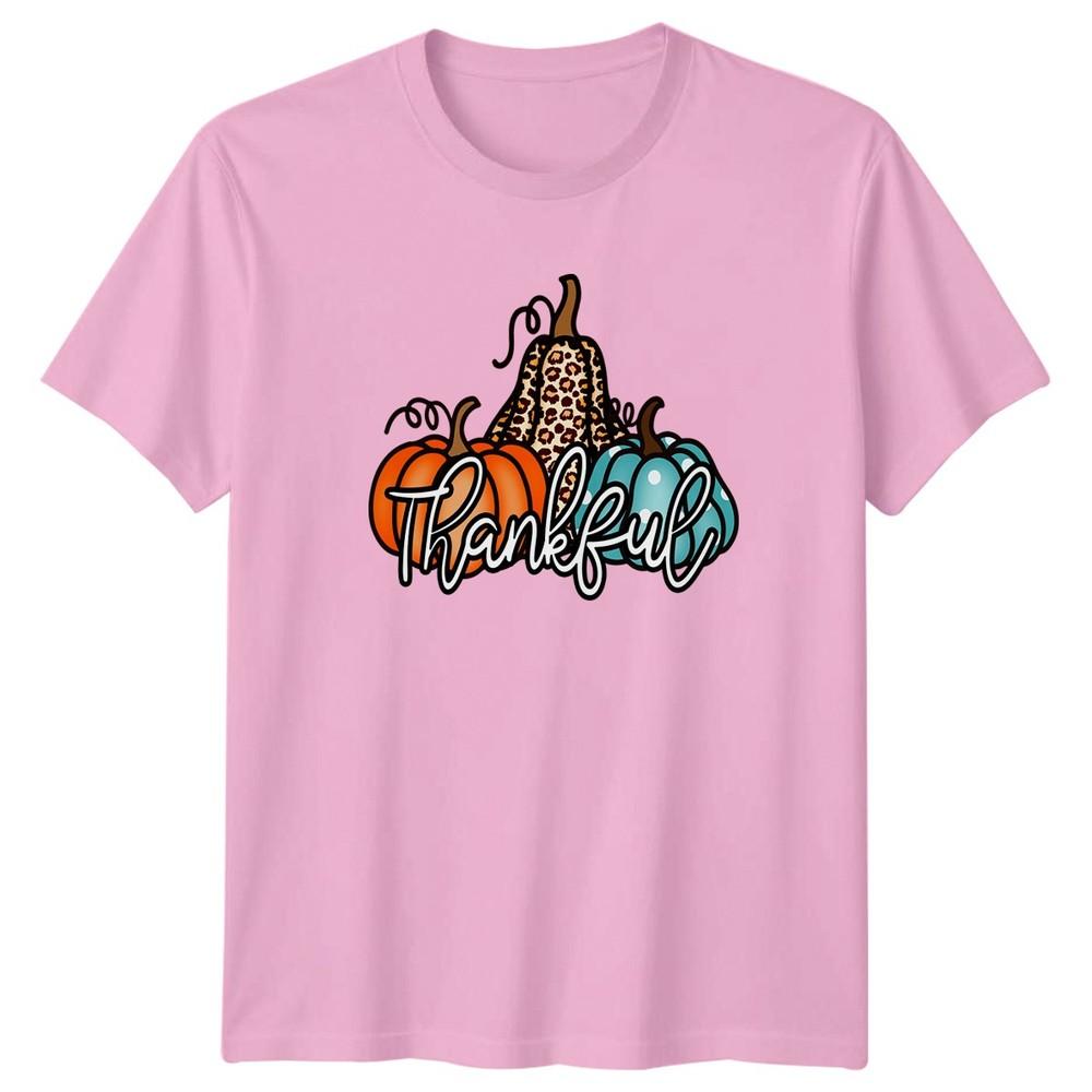 Thankful Unisexs TShirt Leopard Print Pumpkin Thanksgiving Gift For Her