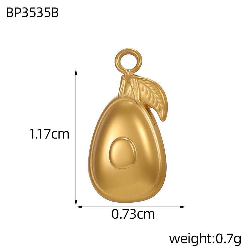 CARLIDANA Fruit Gold Plated Pineapple Avocado Strawberry Grape Pendant Stainless Steel Charms Accessories DIY Jewelry for Women
