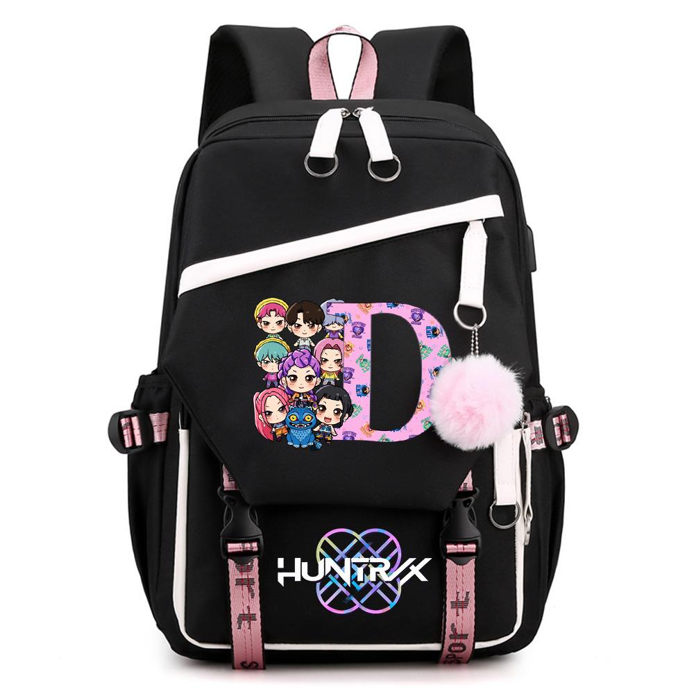 26 Engelsk Bokstav K-pop Demon Hunters Tryckt Ryggsäck med Stor Kapacitet för Tonåring Student Flicka Pojke Skolväska Bokväska Kvinnor Vattentät Resväska Gåva