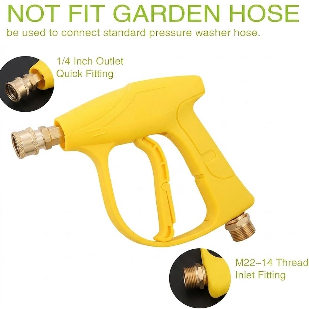 Heavy Duty 4000PSI Pressure Washer Gun, M22-14mm Thread Power Washer Spray Gun with 5-Pack Quick Connect Nozzles