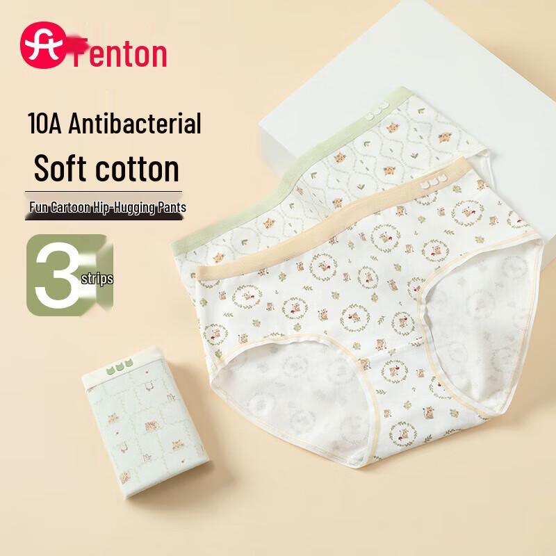 

Fenteng Women s 3-Pack Cartoon Mid-Waist Antibacterial Briefs L