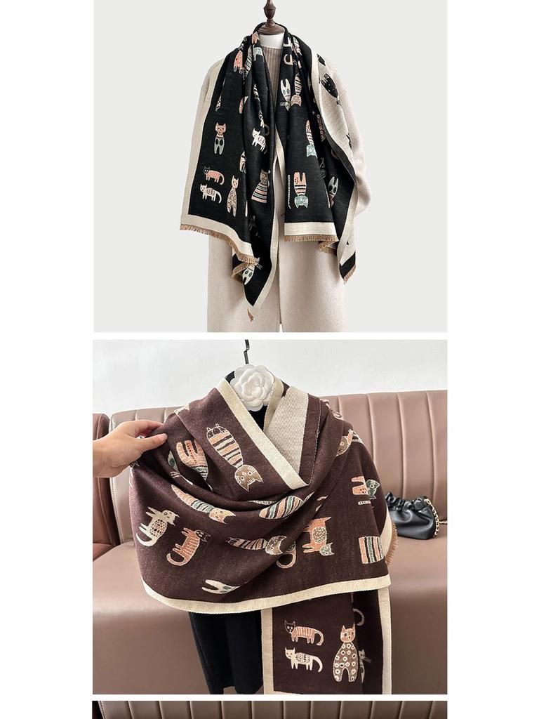 Women's Korean Style Cashew-Patterned Winter Scarf Shawl