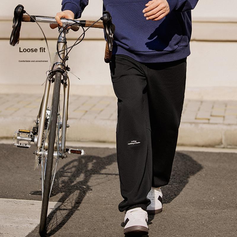 Li-Ning Weekend Youth Solid Color Casual Tapered Knit Sports Pants Unisex pants Black AKLU711-6