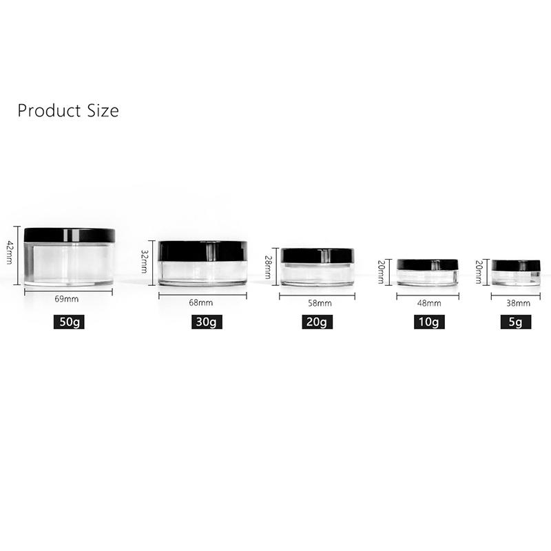 Empty 5/10/20/30g Plastic Loose Powder Jars – Rotating Sifter Containers with Twist Lid for Cosmetic Packaging
