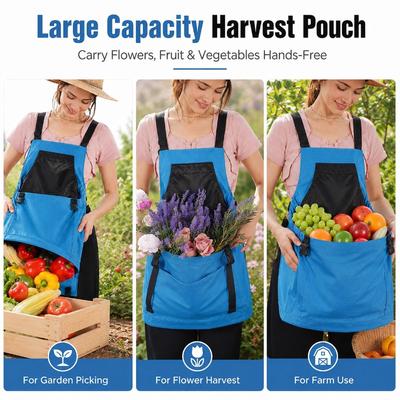 Waterproof Oxford Cloth Harvest Apron Large Garden Picking Pouch with Adjustable Belt for Fruit and Vegetables