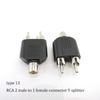 2pcs RCA Male Female To 2rca 3rca Male Female RCA Connector Splitter Adapter AV Video Audio T Plug RCA 2 3 Way Right Angel A1