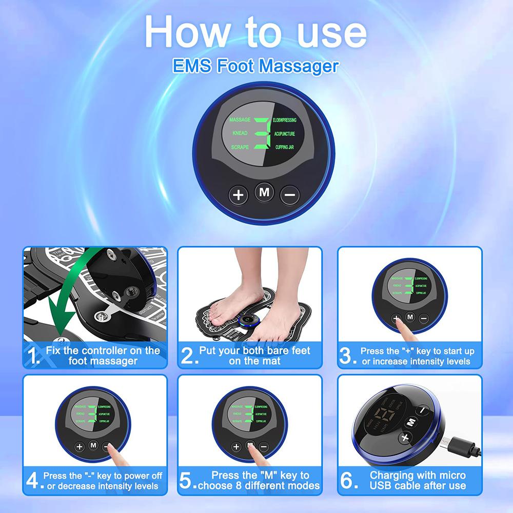 Rechargeable Mini Massager for Elderly Foot Therapy EMS Portable Pulse Household Sole Relaxation Massager for Men and Women