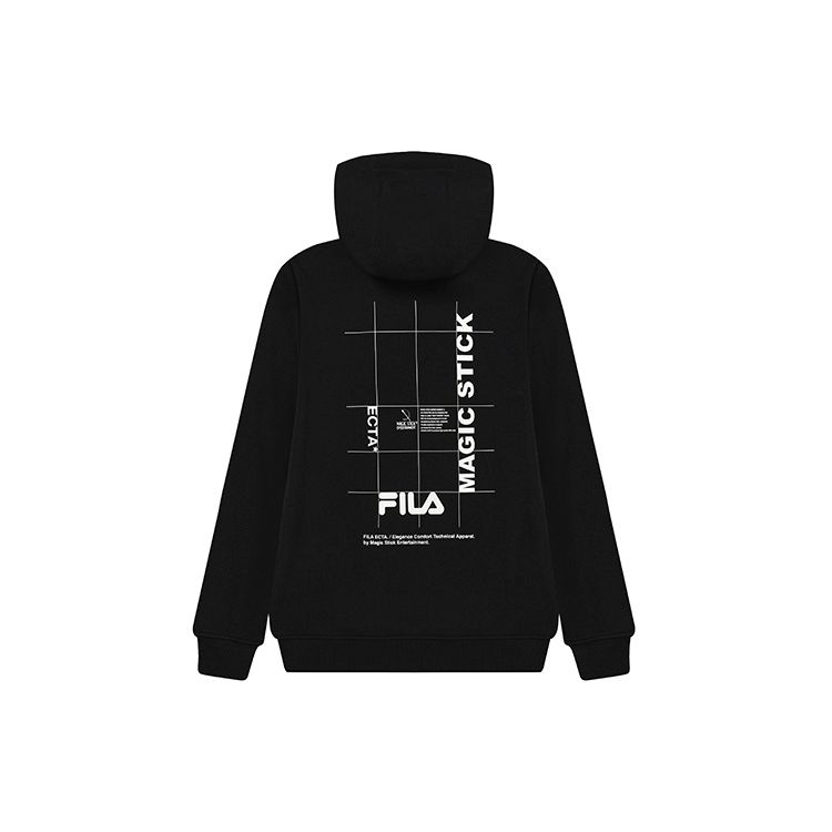 Fila Minimalist Letter Logo Casual Knit Hoodie Men Hoodies Black F11M249203F-BK