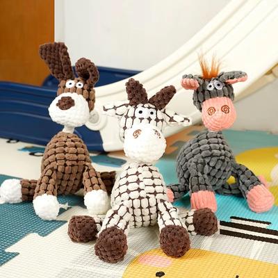 Jouet Sonore pour Chien Entraînement Molaire Décompression Interactif Résistant aux Morsures Forme d'Âne Peluches Jouets Animal de Compagnie Chien Fournitures