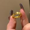 Shiny Copper Rings Non Fading Cat'S Eye Ring Plain Ring With Wavy Pattern Solid Couple'S Ring