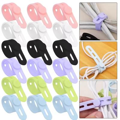 Cable Organizer Reusable Silicone Cable Ties Desk Winder Wire Management Clips for Earphone USB Cord Mouse Home Office Travel