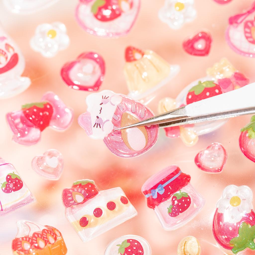 Sweet Candy Party Stickers 3D Embossed Decals for Notebook Phone Case Photo Album Dairy Guka Decoration