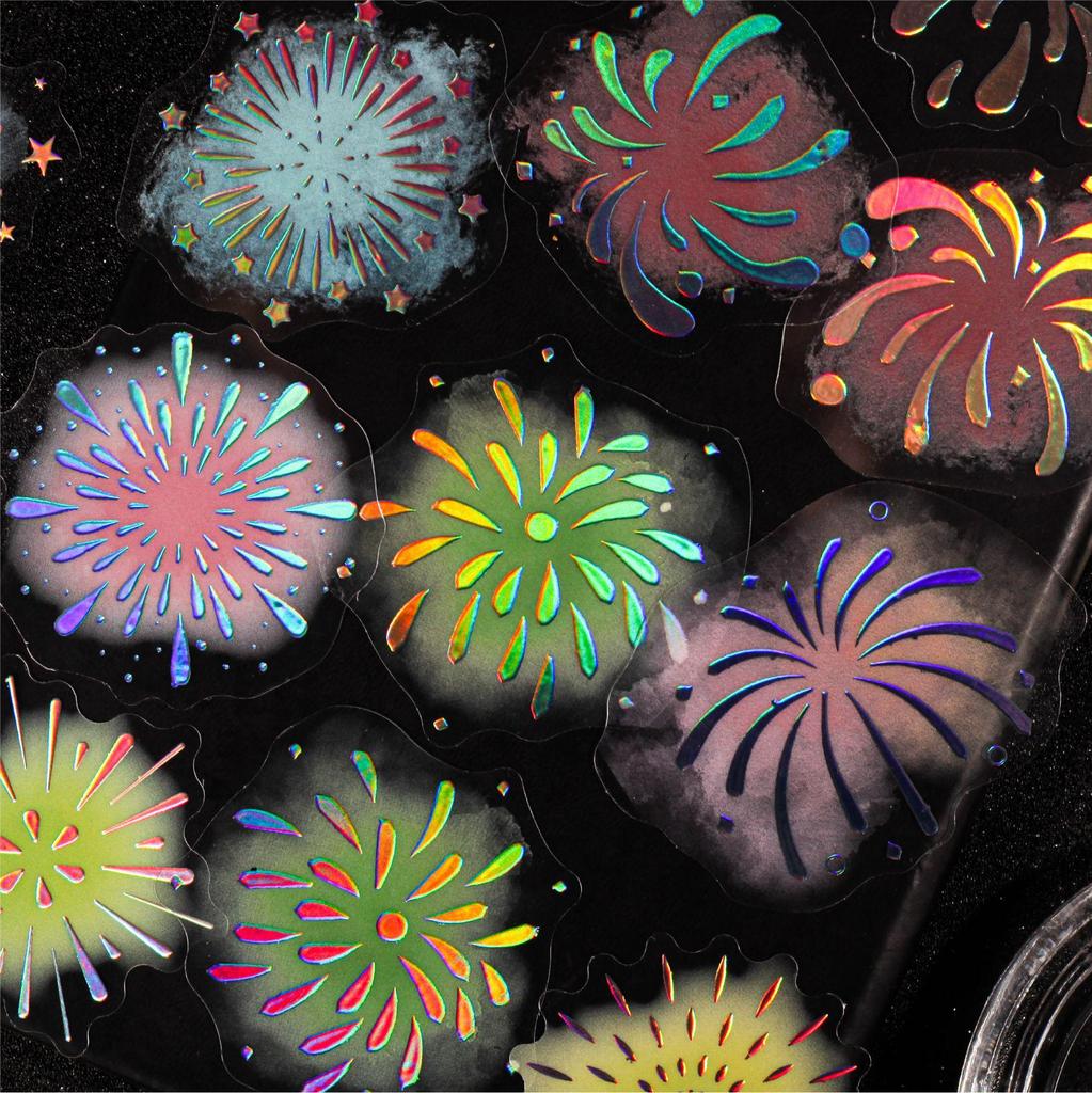 PET Feuerwerk Reime Aufkleberpaket: Kreative DIY-Aufkleber für Notizbücher & Bastelarbeiten
