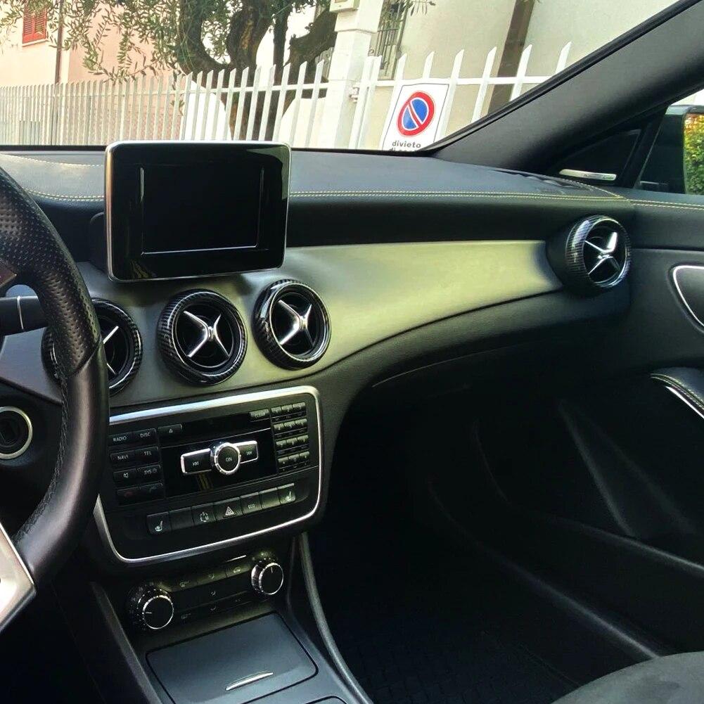 Styl z uhlíkových vláken Klimatizace Vzduchový ventil Ozdobný kroužek krytu pro Mercedes Benz GLA X156 třídy CLA C117 ( ne pro AB )