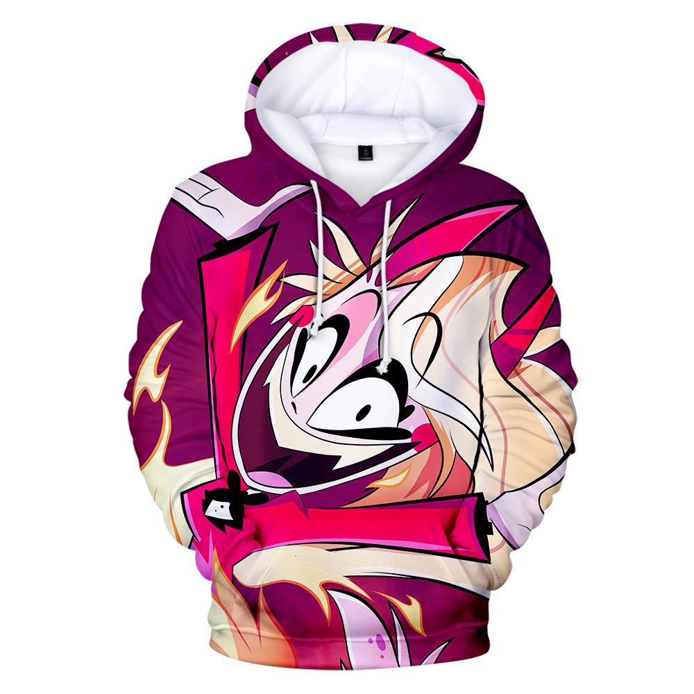 Mens Hooded Hazbin Hotel Printed Spring Autumn Streetwear Pullover Sweatshirt Fashion Hoodie Casual New Men Tracksuit Streetwear