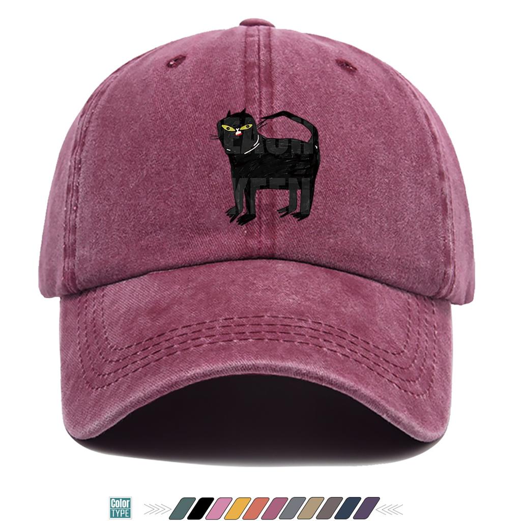 pc Black Cat Print Pattern Baseball Cap Creative Personalized Graffiti Design Trendy Fashion Street Style Unisex Adjustable H