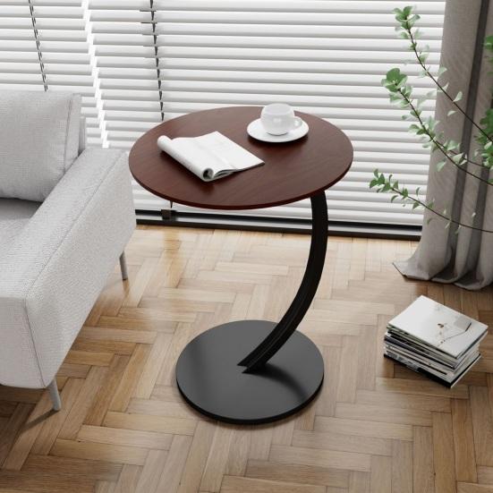 Round Side Table Modern Couch Sofa Bed Small C-Shaped End Table Office Living Room Bedroom Bedside Coffee Desk Multifunctional Nightstand