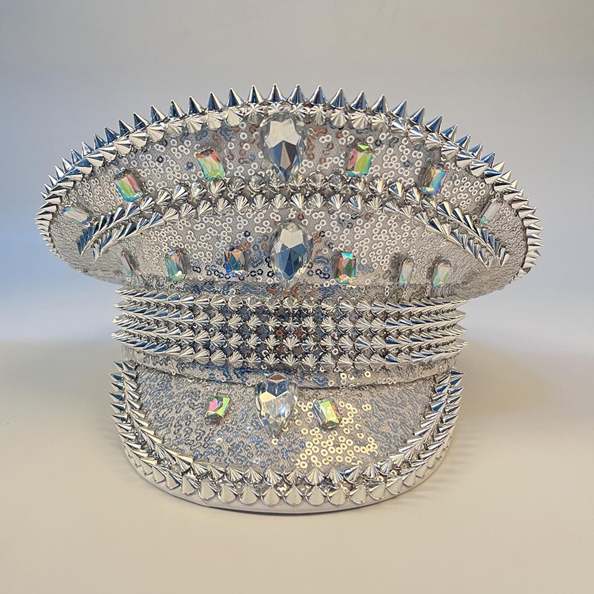 

Женская и мужская кепка в стиле стимпанк в стиле милитари, кепка капитана с шипами для леди, сержантская шляпа, шляпа для девичника, праздничная шляпа на день рождения, шляпа