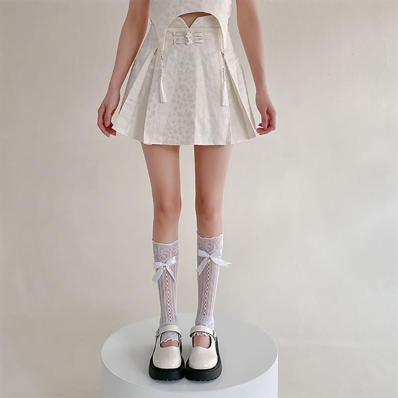 Women's Bows Leg Warmer Sweet Ruffle Lace Leg Sleeves Summers Thin Leg Sleeves