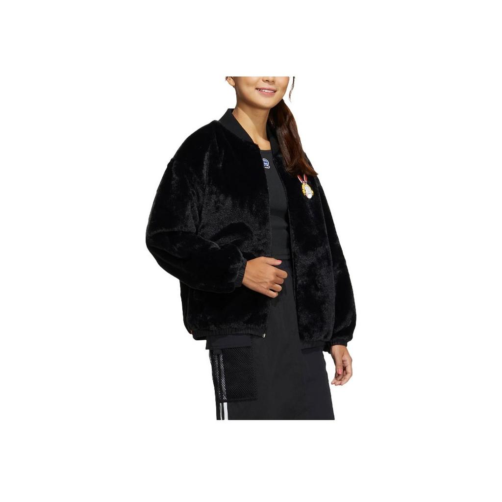 Adidas Neo Cartoon Pattern Patch Long Sleeve Jacket Women Outerwear Black IA6905