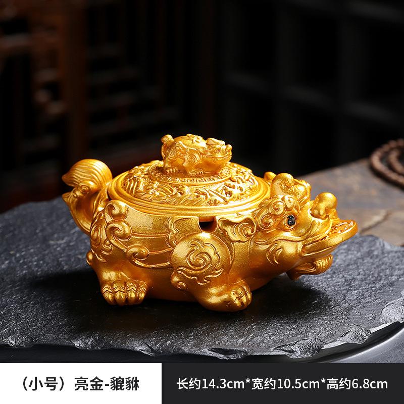 Resin Creative Ashtray Golden Toad with Lid Chinese Style Anti Fly Ash Household Decoration Tea Table Ashtray