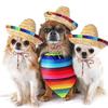 Mexican Dog Hat & Striped Scarf Set - Straw Hat & Bandana Combo