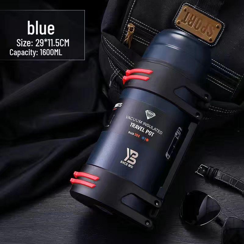 

Large Capacity Outdoor Insulated 304 Stainless Steel Thermos for Men - Portable, Short, Stout Water Bottle Cup 1600ml темно-синього кольору