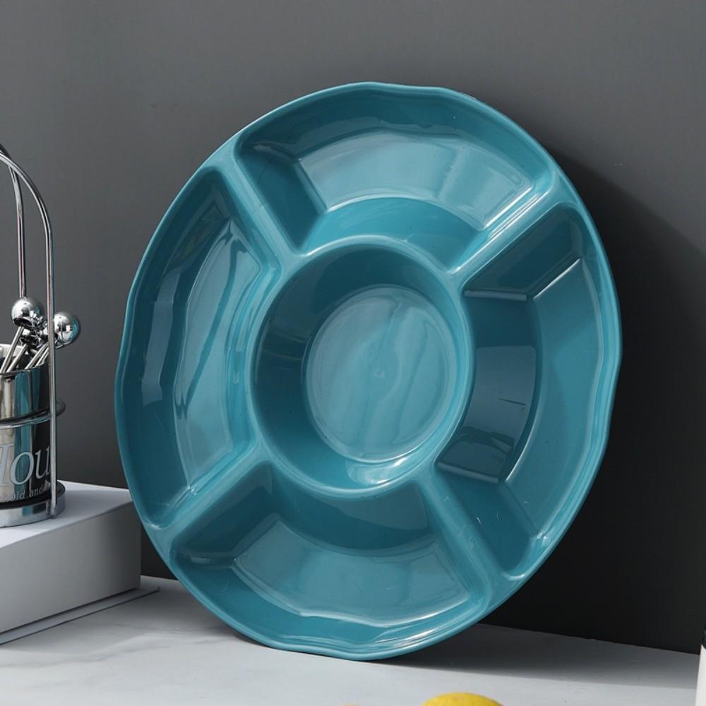 Plastikteller mit Fächern, Blumenform, Snackbehälter-Teller, Lebensmittelaufbewahrungsschale, für den Haushalt