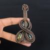 Natürlicher Labradorit-Stein, handgefertigt, mit Kupferdraht umwickelter Gitarrenanhänger, 10,9 cm, B0t31