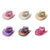Cowgirl Hat with Dainty Rainbow for Bachelorette Party Holiday Western Cowgirl Hat for Bride for Outdoor Birthday Party