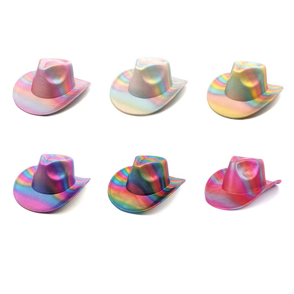 Cowgirl Hat with Dainty Rainbow for Bachelorette Party Holiday Western Cowgirl Hat for Bride for Outdoor Birthday Party