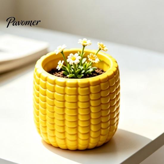 Realistic Corn Planter 3D Printed Planter, Small Cute Plant Pot, Desktop Pastoral Style Home Decor Flower Pot for Succulents Mini Plants, Indoor Shelf